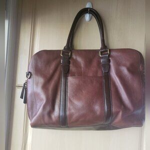 Fossil brown leather laptop bag